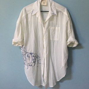 Anthropologie Cute Embroidered  Button Down